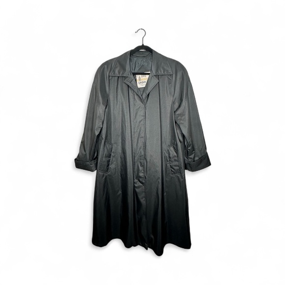London Fog Black Gray Trench Coat - Picture 1 of 9